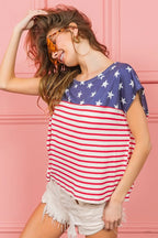 BiBi Cotton T-shirt US Flag Star Rpinted with Stripe Combo Top b2c752dcbd564607a89b7d3cc136db3a-Max-Origin Trendsi