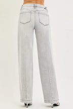 RISEN Womens Baggy Jeans Light Gray Slouchy with Contrast Stitching Denim b2c911872ab648098e878c8ac70a88f2-Max-Origin Trendsi