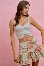SO ME Floral Print Fit and Flare Mini Skirt