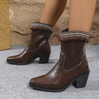 Women's Boots Western Embroidered Trim with Block Heel Pu Leather Shoes b2e8ca35bd9d4950bc77eef4ed8d5486-Max-Origin Trendsi