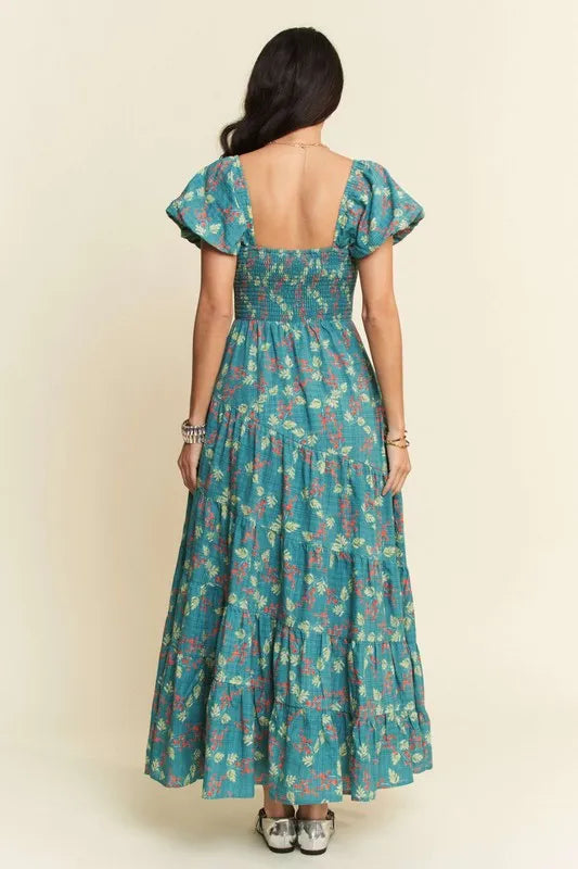 Davi & Dani Maxi Dress Lightweight Tiered with Sweetheart Neckline Teal Green b2f15640796d4694a7d8baac74f34cdd-Max-Origin Trendsi