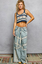 POL Crochet Cami Navy Multi Floral Embroidered Cropped Top with Scalloped Hem b30c3fea-9462-444d-b845-947df7d467b5-Max-Origin Trendsi