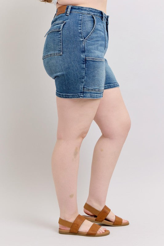 Judy Blue Denim Shorts High Rise Medium Wash S-3XL b324c21e-984b-4181-9e4b-f0af66a06970-Max Trendsi