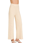Zenana Viscose Knit Sweater Pants with Wide Leg and Elastic Waistband