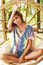 BiBi Tie Dye Women T-shirt Terry V Neck Top With Double Strap Top b347fb5033ff42dc82f6a6ccfead203a-Max-Origin Trendsi