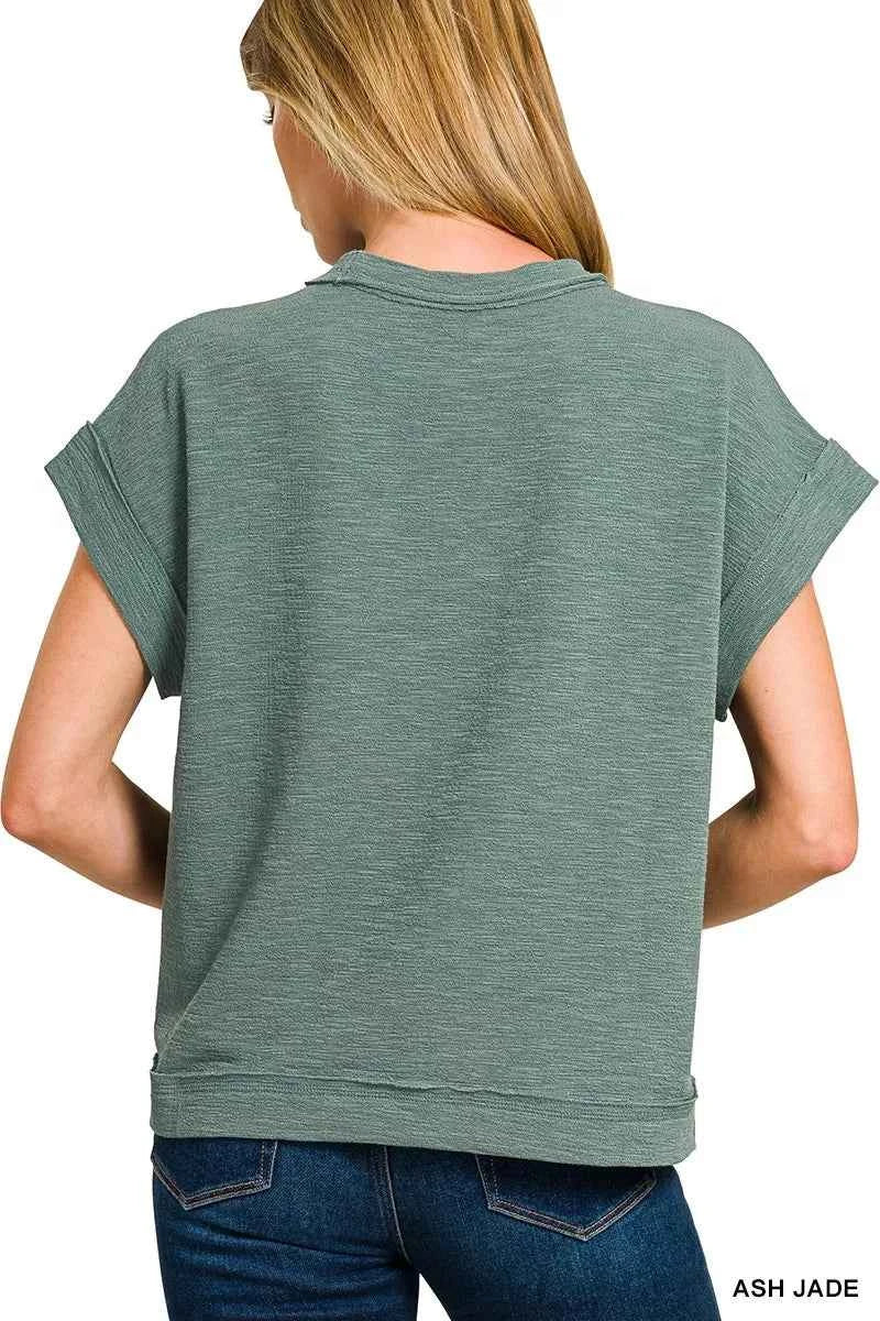 Zenana Cotton Slub Short Sleeve Tee and Pants Set