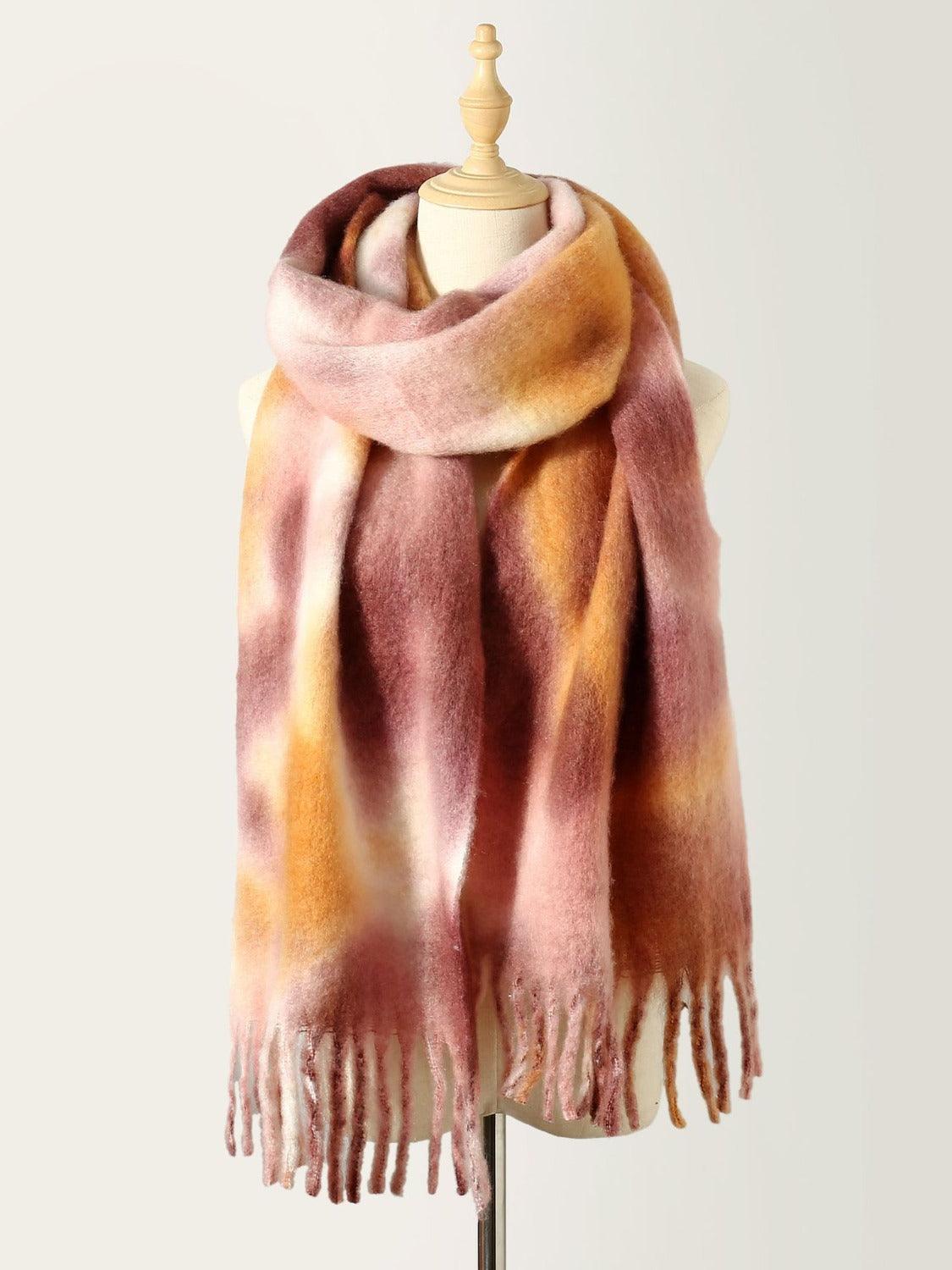 Fringe Scarf Colorful Tie-Dye Polyester Long Scarves Blush Pink One Size b36ff63f-87b7-4b8b-8eaa-dafe017fb120-Max Trendsi
