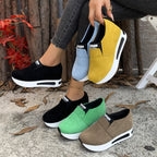 Round Toe Platform Slip-On Shoes with Mid Heels