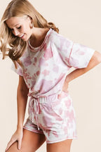 BiBi Shorts Tie Dye Print Pink Multi Terry With Side Pockets b37f0c30212f43daa0b99287c0e74fe2-Max-Origin Trendsi