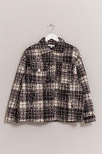 HYFVE Plaid Black Jacket Women Button Up Curly Fur Pocketed Coat b3824cdd-9470-45ba-81ec-98980dab856b-Max Trendsi