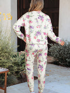 Women's Lounge Set Floral Print Round Neck Top and Drawstring Pants 2 Pcs b40a0443-33a9-4f60-931c-60066779fcde-Max-Origin Trendsi