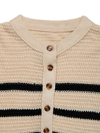 Perfee Striped Sweater Half Button Long Sleeve Knitwear b4a11dae-48d5-45e8-a465-669256e8eb8e-Max Trendsi