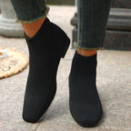 Women's Ankle Boots Mesh Knit Stretch Comfort Fit Mid Heels Black b4c19317e8644faaa757d03851462462-Max-Origin Trendsi