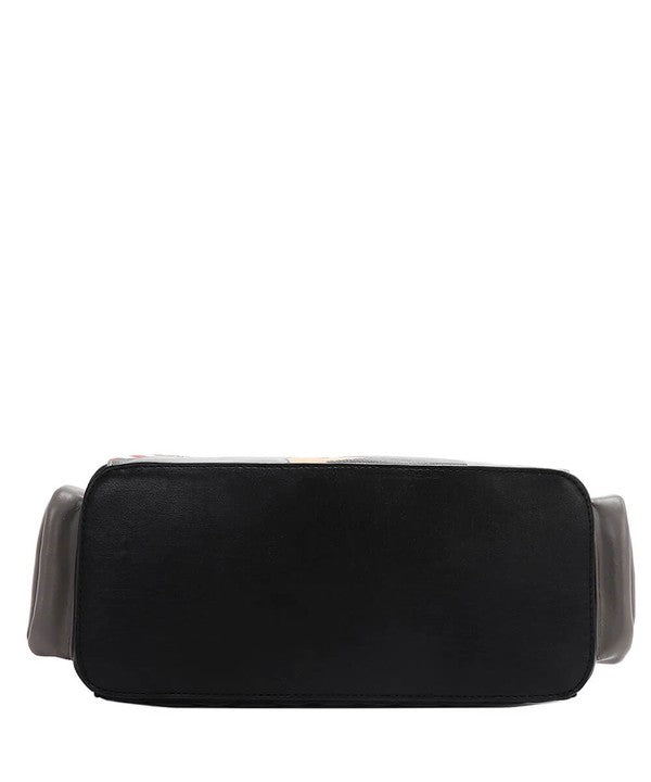 Nicole Lee USA Handbag Black Eco-Leather Fashion Print with Side Pockets b4c3da9b-009c-416a-8fe6-57cb47a477c2-Max Trendsi