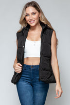 Hooded Vest Snobbish Black Sleeveless Snap and Zip Closure Outwear b4d97990-da05-430c-8908-126259309b28-Max Trendsi