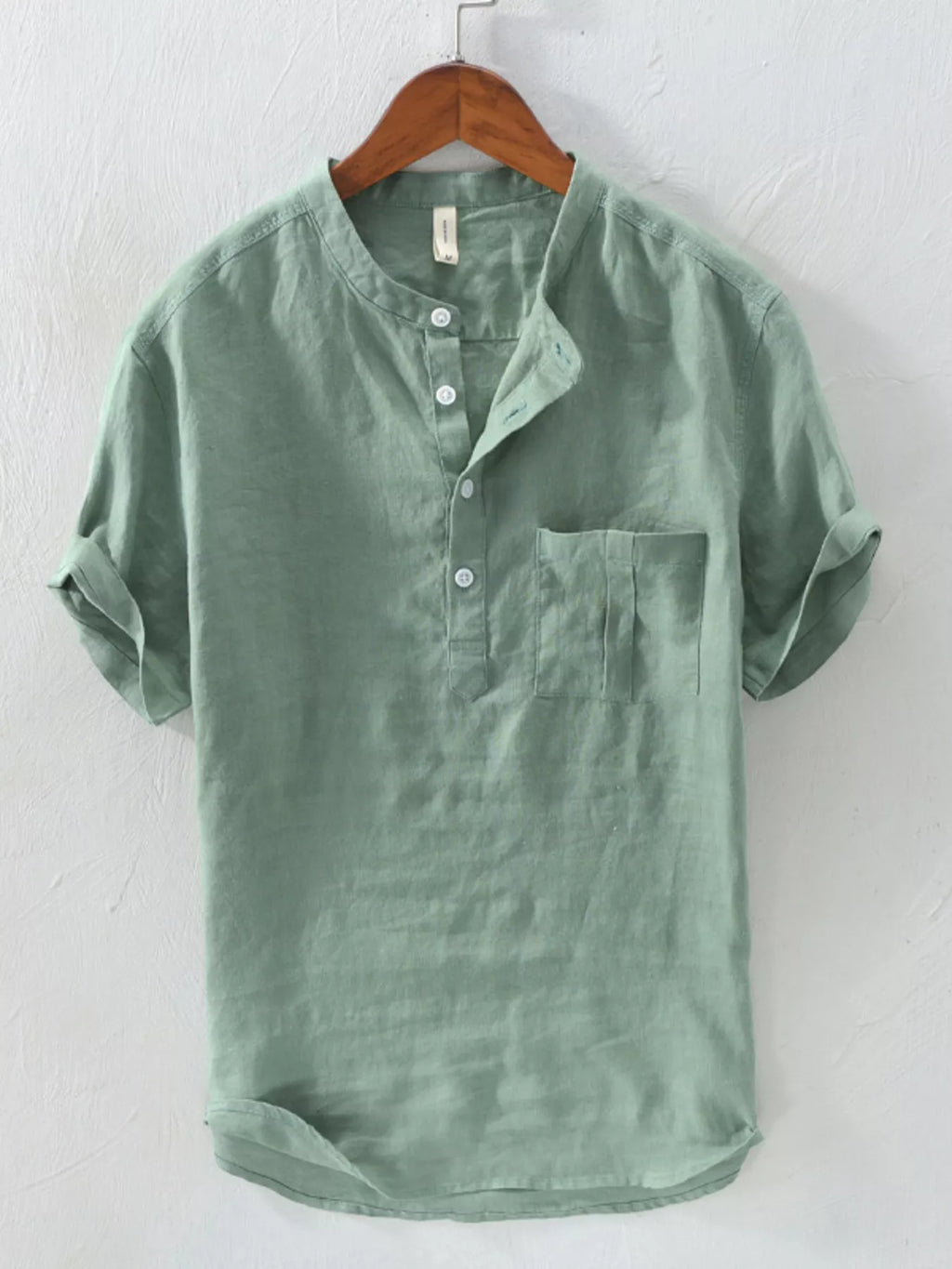 Men's Plus Size Short Sleeve Shirt with Button Details