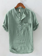 Men's Plus Size Short Sleeve Shirt with Button Details