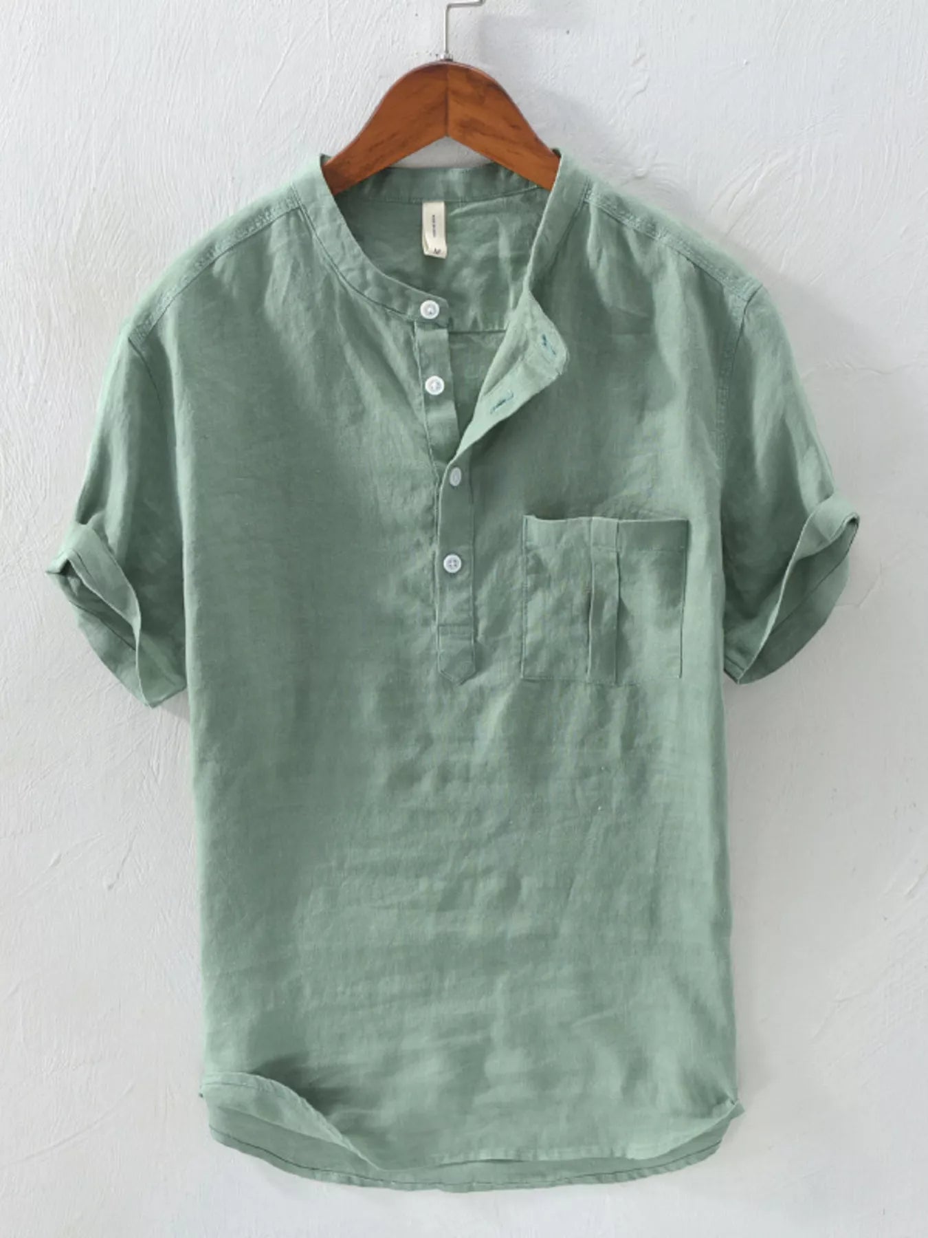 Men's Plus Size Short Sleeve Shirt with Button Details
