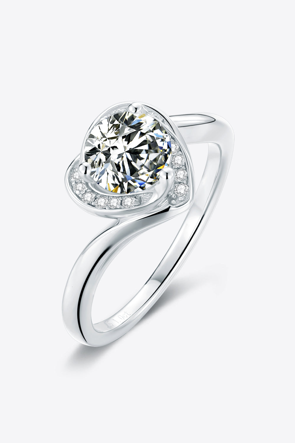 Murray 1 Carat Silver Heart Ring Moissanite 925 Sterling Zircon Platinum-plated