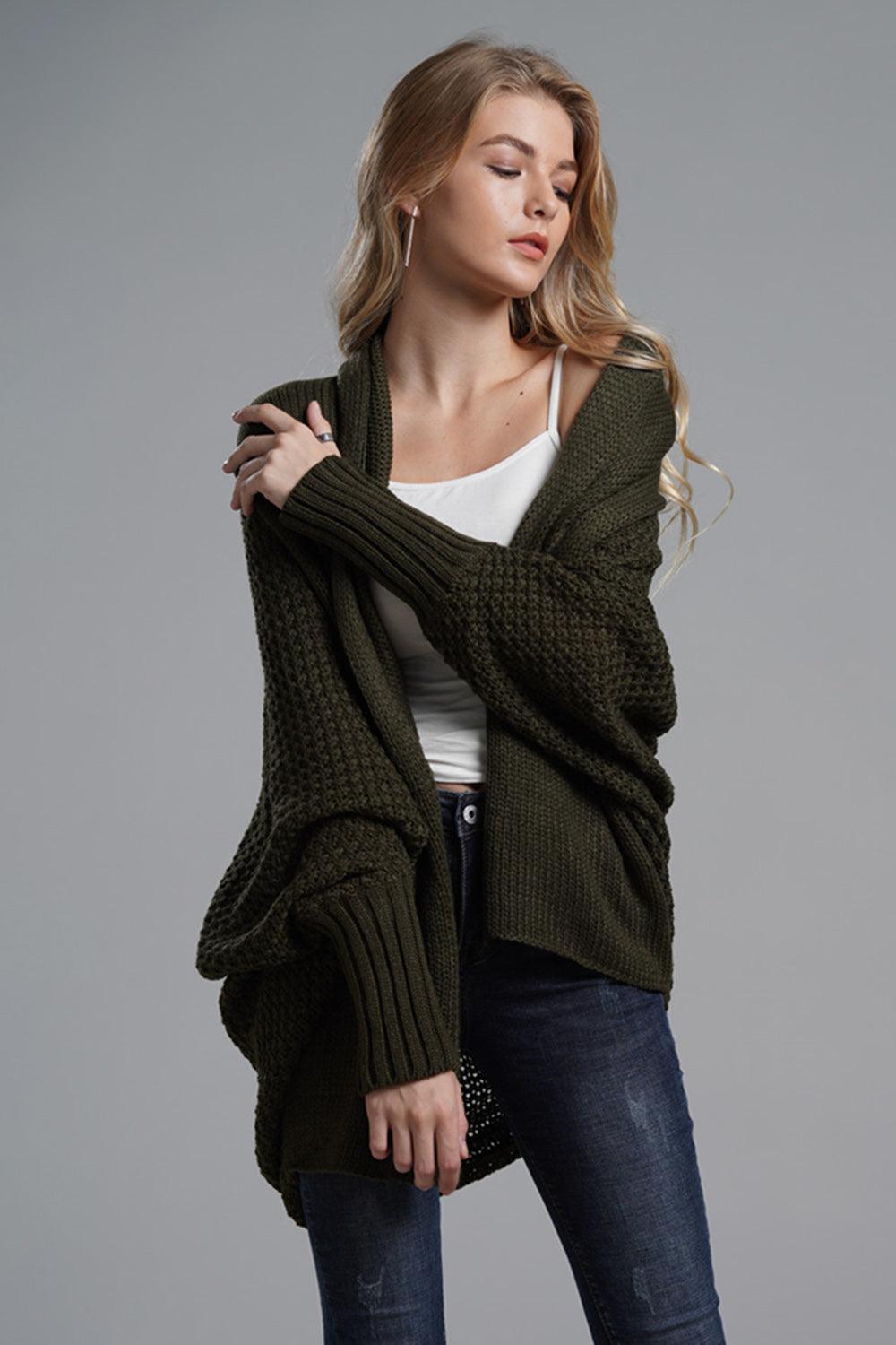 Knit Cardigan Oversized Batwing Long Sleeve Open for Women