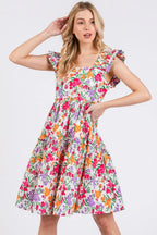 Mittoshop Mini Dress Ruffled Floral Ivory Flower Print Ruffle Shoulder A-line b57efe801c4144a592c10fa466aab0c5-Max-Origin Trendsi