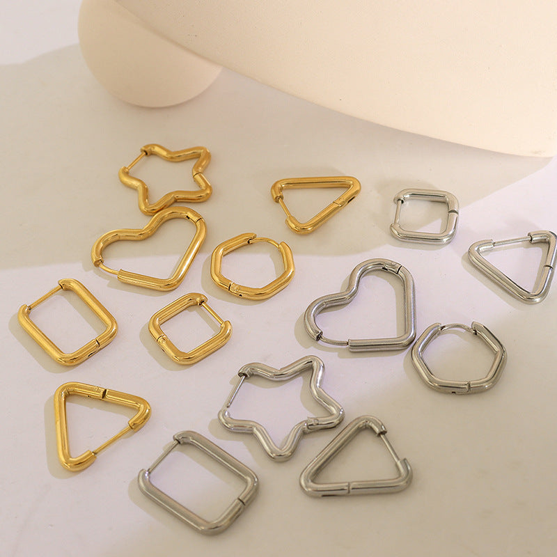 18K gold-plated Earrings Titanium Steel Hoop Geometric Huggie Fashion Jewelry