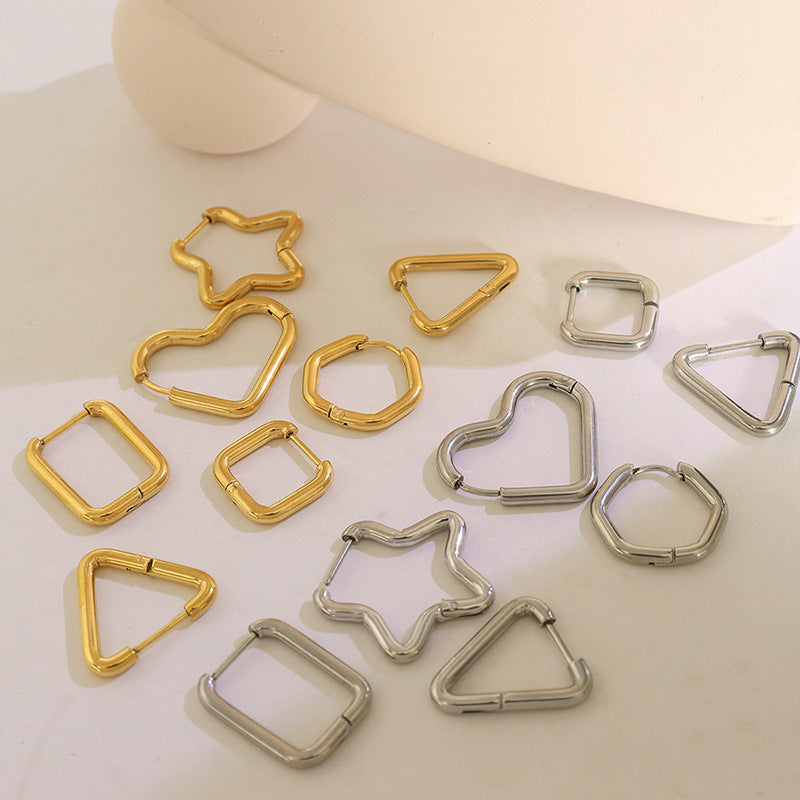18K gold-plated Earrings Titanium Steel Hoop Geometric Huggie Fashion Jewelry b58d0bdf-f324-4d56-9aec-c1bb52189b3e-Max Trendsi