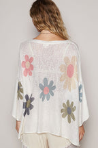 POL Women Knit Top White Flower Long Sleeve Oversized High Low Sweater b5c28afe-7256-4c6c-8296-44a9ea6b5030-Max Trendsi