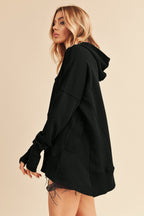 Aemi+Co Women Cotton Hoodie US Stock Black Half Snap Long Sleeve b5ca2450-4648-42f8-9624-bece28f25417-Max Trendsi