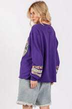 SAGE+FIG 100% Cotton Blouse Peace Sign Applique Blueberry Patch Long Sleeve Top b6035965-a4fc-4157-84ab-bb71bf0c9c70-Max Trendsi
