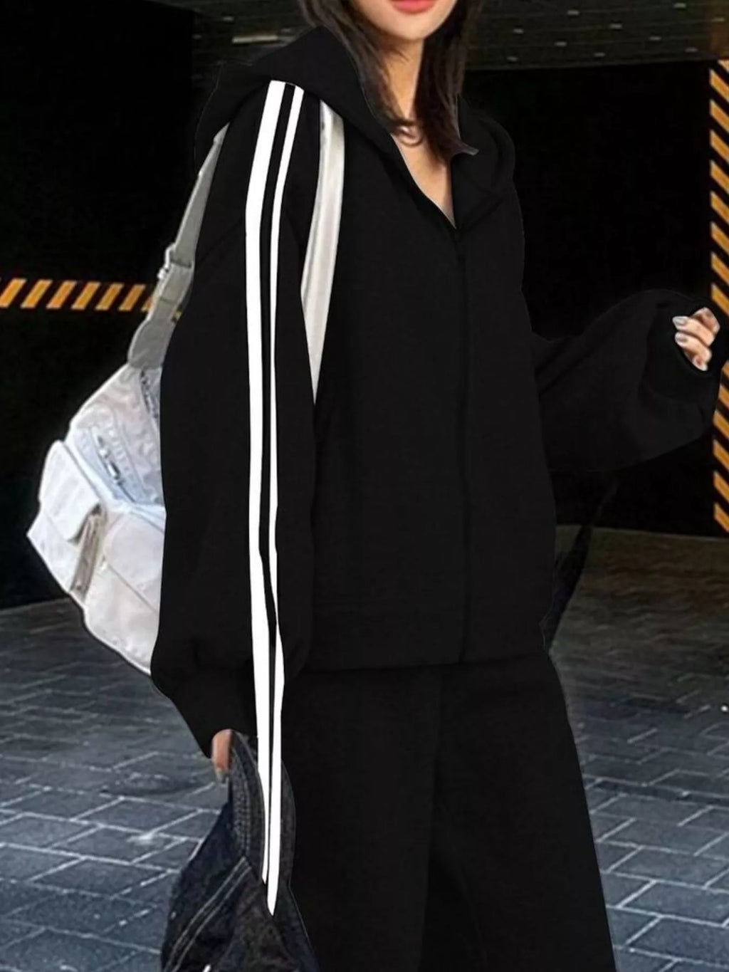 Womens Activewear Set Casual Zip Up Hoodie Side Striped and Pants 2 Pcs b62d6d7c-b65a-4782-b41a-bb8f222e7131-Max-Origin Trendsi