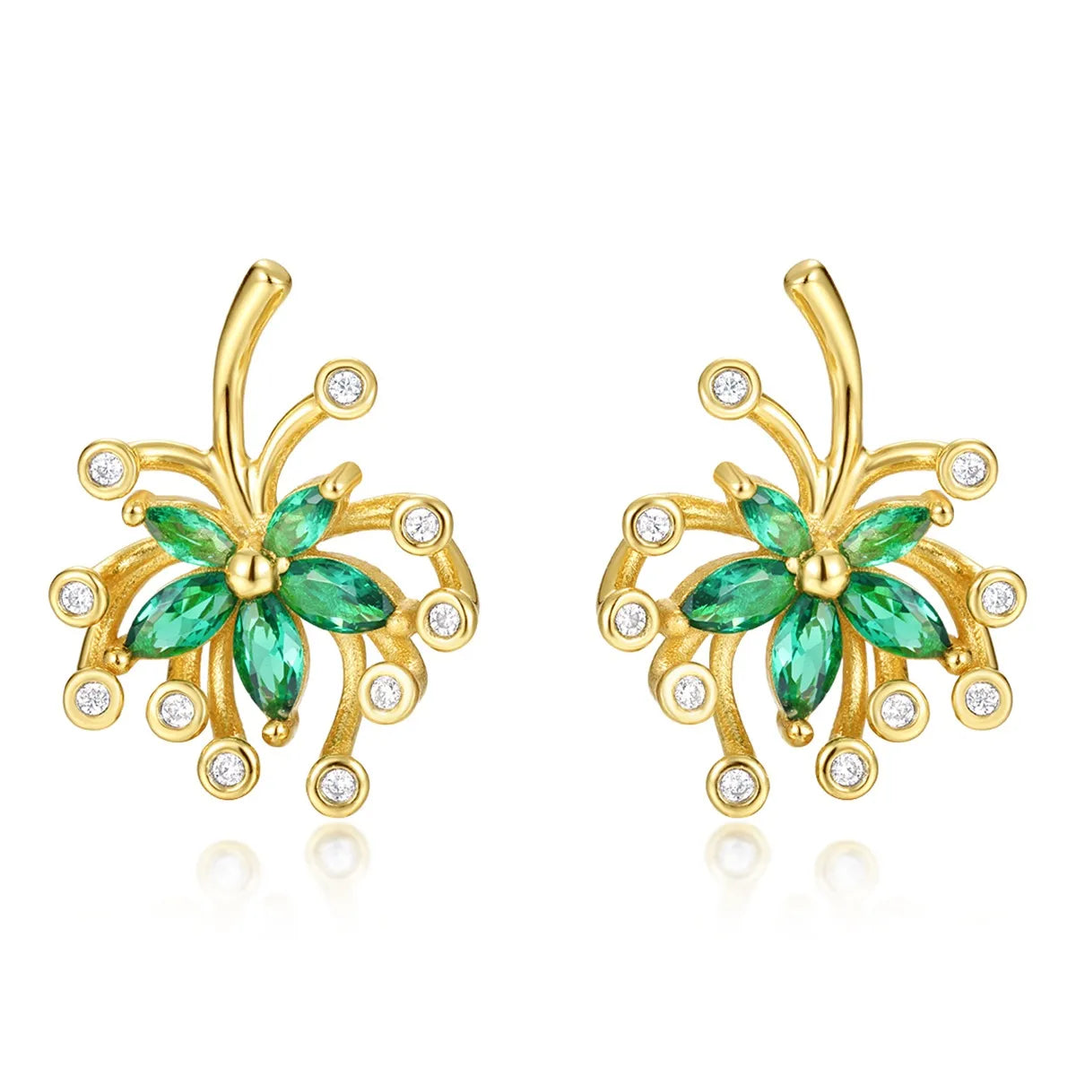 18K Gold-Plated Stud Earrings Flower Green Moissanite Stone 925 Sterling Silver b67f737a-8a6f-4d48-99ae-08f9e2fe8213-Max-Origin Trendsi