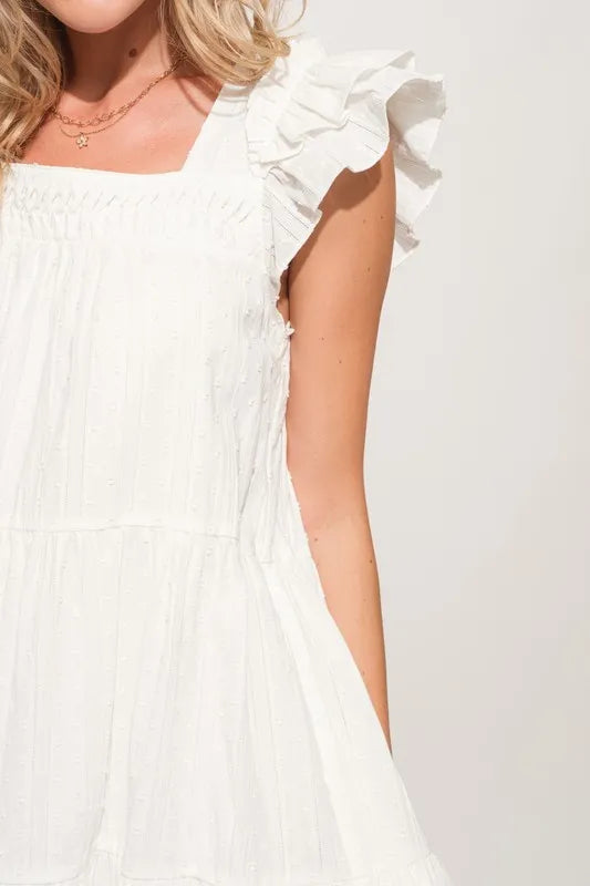 And The Why Tiered Dress Off White Origami Pleating Ruffled Short Sleeve b682cd46391f4cbd811419461d6f9e07-Max-Origin Trendsi