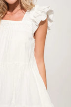 And The Why Tiered Dress Off White Origami Pleating Ruffled Short Sleeve b682cd46391f4cbd811419461d6f9e07-Max-Origin Trendsi
