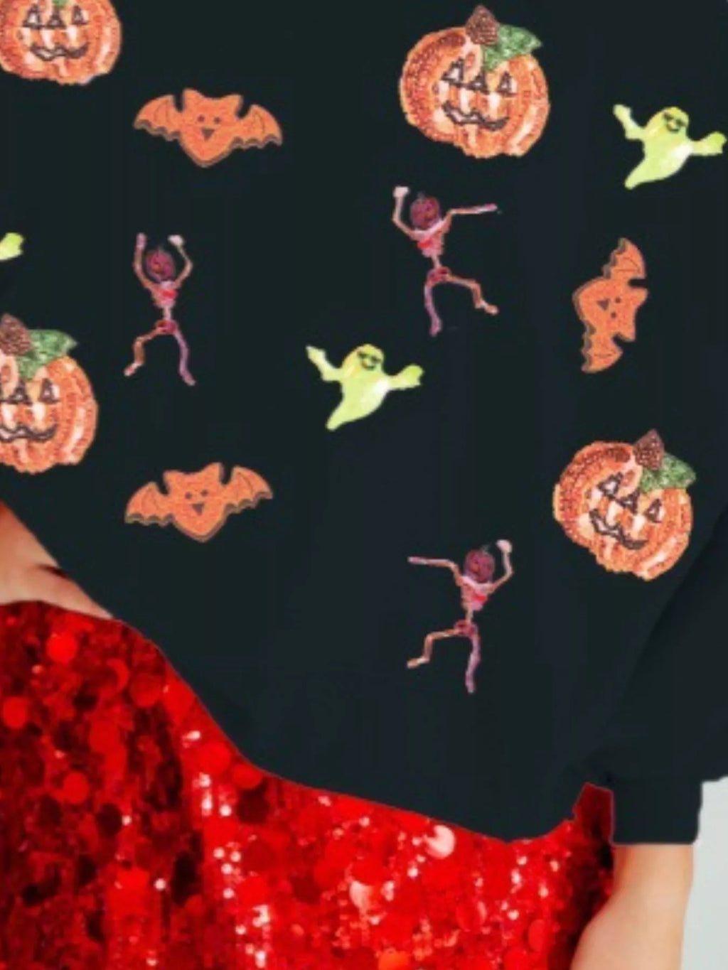 Halloween Women's Sweatshirt Sequin Round Neck Long Sleeve Pullover b68b976d-cb50-4bb6-a067-5ab9db6c879a-Max-Origin Trendsi