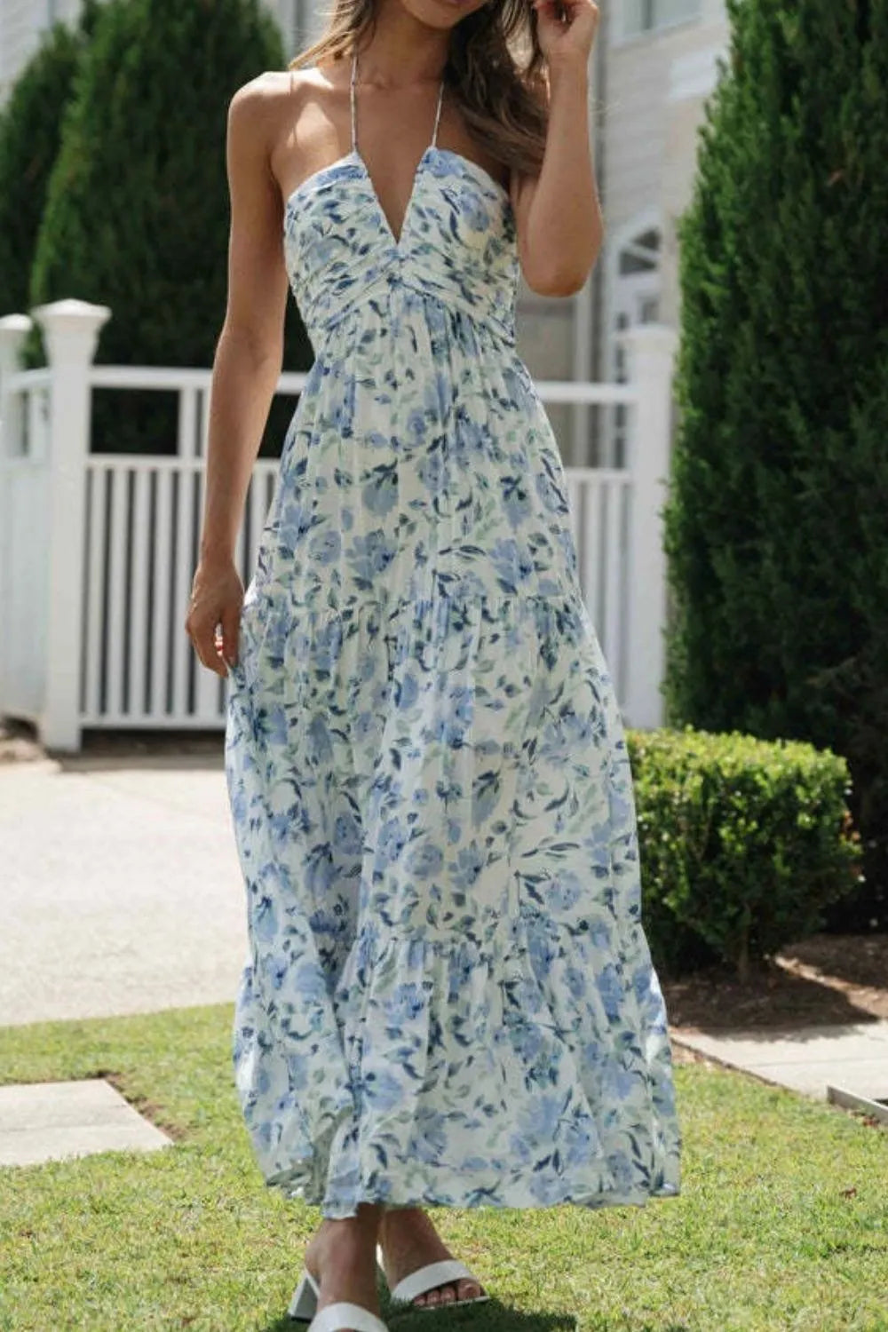 Floral Maxi Dress Halter Cut Out Neck Tiered Backless b6a1c654-1131-459a-a699-80c59640990c-Max-Origin Trendsi