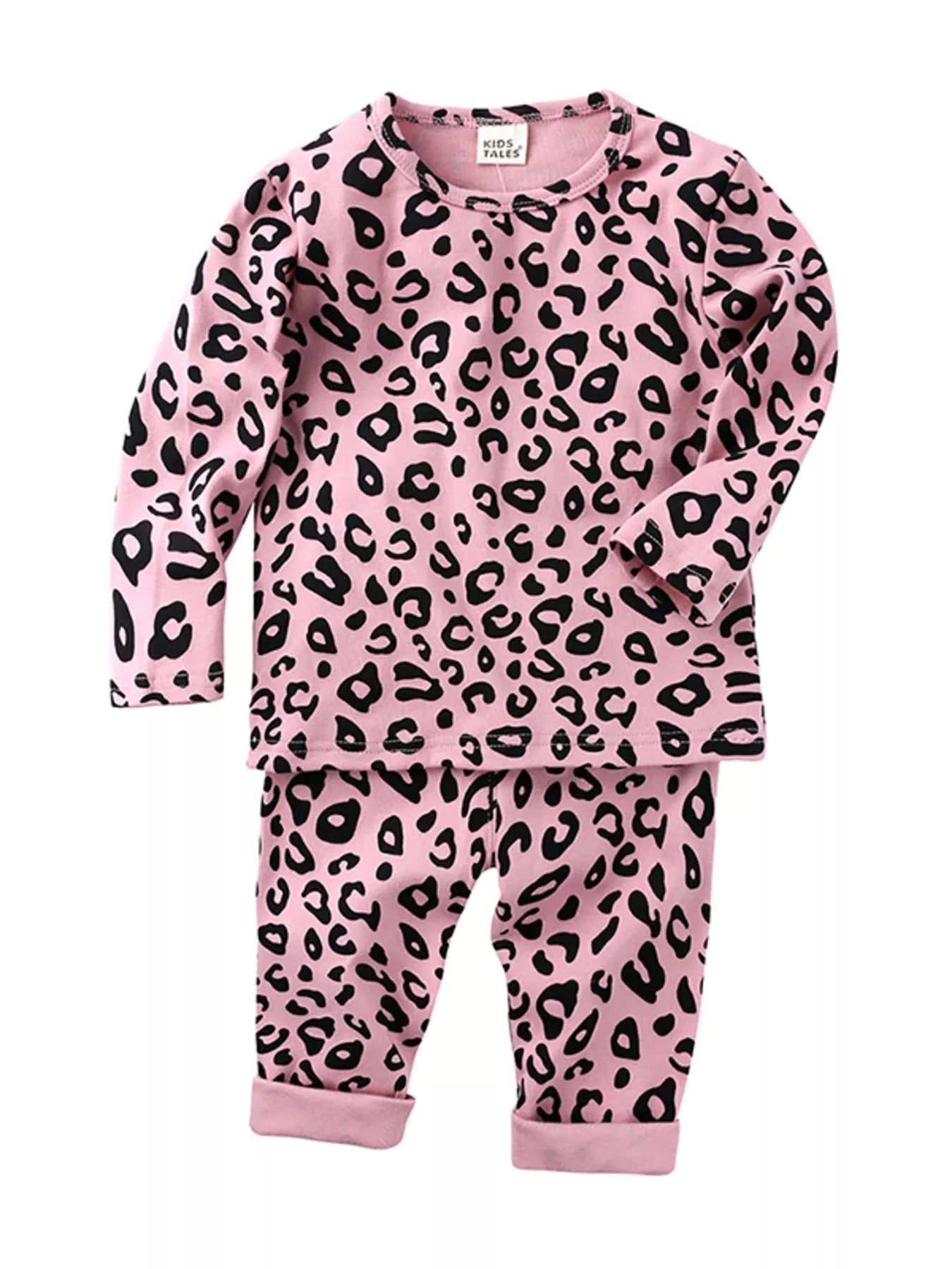 Gir's Leopard Outfit Set Children's Long Sleeve Top and Pants Set 2 Pcs Pink Purple b6a21617498c4d19af417ff128ce4765-Max-Origin Trendsi