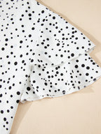Women's Blouse Polka Dot White Layered Ruffled Short Sleeve Top b6af0d4a0e5249259480360bde5830bc-Max-Origin Trendsi