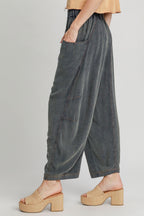 Umgee USA Women Navy Pants Linen Cotton Elastic Waist Baggy with Pockets b6c0d9d9-a92c-41bc-930f-51ff399307d1-Max Trendsi