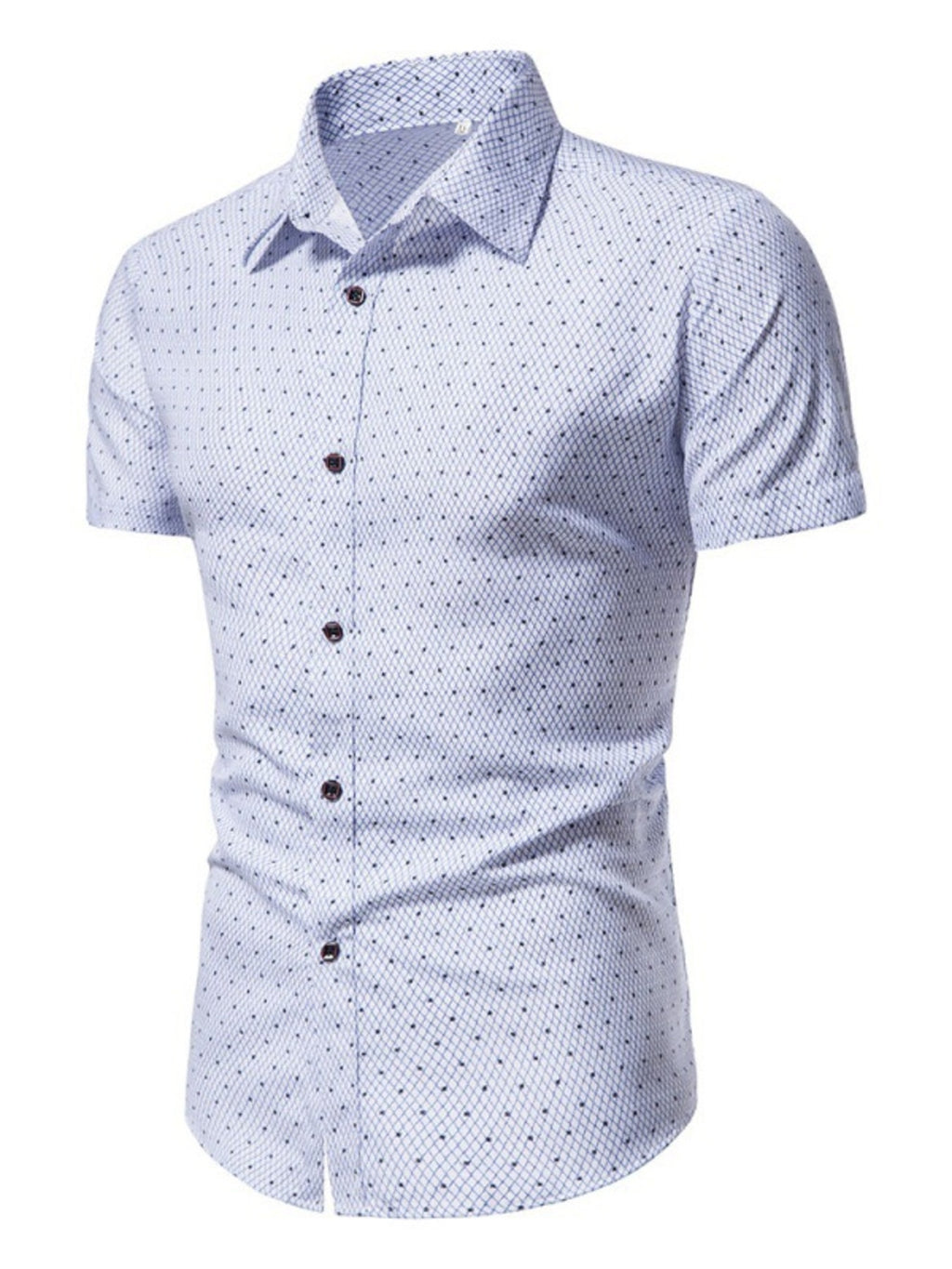 Men's Slim Fit Short Sleeve Shirt with Dotted Pattern