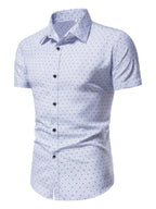 Men's Slim Fit Short Sleeve Shirt with Dotted Pattern