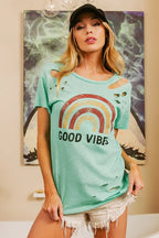BiBi Cotton T-shirt Slub Laser with American Cowboy Graphic Top b72c614feb1d489b8fcba2c04badab2f-Max-Origin Trendsi
