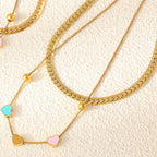 18K Gold-Plated Heart Necklace Chain Double Layered Drip Oil b73868f5-1a41-4232-93b6-df71d45088d0-Max Trendsi