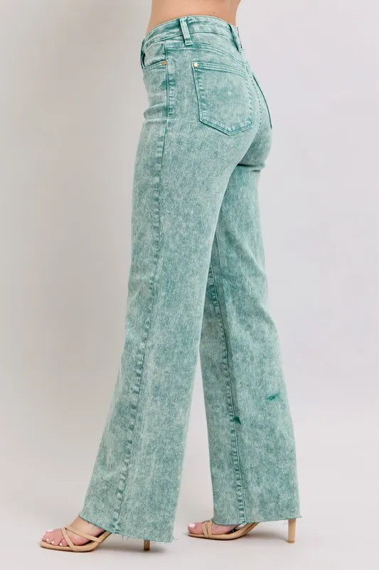 Judy Blue Jean High Waist Garment Dyed Raw Hem Dad Pants b757e6e4f66048e9a2bced88c812c36d-Max-Origin Trendsi