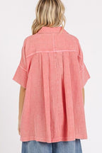 Mittoshop Cotton Shirt Mineral Wash Gauze Oversized Short Sleeve Deep Coral b75cb132-ff64-476a-b2bc-b03bae8b8f15-Min Trendsi