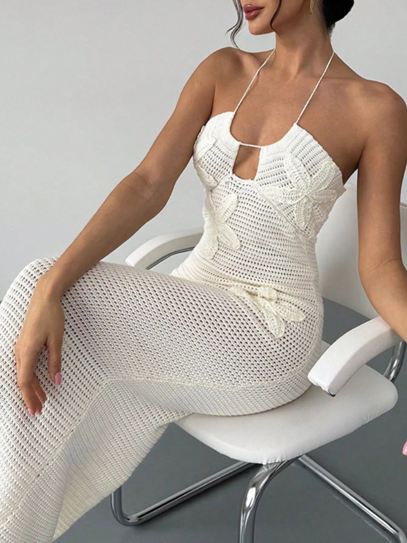 Midi Knit Dress White Crochet Backless Flower Embroidered Halter Cout Out Tied b75e1206-37a5-41c2-bd3f-fbf3a34bb52a-Max-Origin Trendsi
