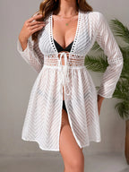 Cover-Up Short Dress Chevron Crochet Lace White Lace Up Sheer b78dd5ca6e2b46a5b5c0bdd45e7f59ce-Max-Origin Trendsi