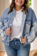 Plus Size Leopard Denim Jacket Long Sleeve Pocketed Outwear Medium b7a0fed7-391f-460d-8c3d-f75e0d9d899c-Max Trendsi
