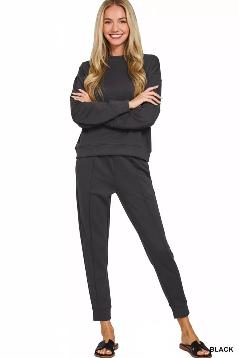 Zenana Womens Joggers Set Black Scuba Mock Neck Sweatshirt and Pants b7b15d32-5c1b-4131-9511-add919ea32e7-Max-Origin Trendsi