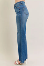 Judy Blue Jeans High Waist Tummy Control Chew Hem Destroy Wide Denims b80651f09c4a42e6bf8740d5465dde58-Max-Origin Trendsi